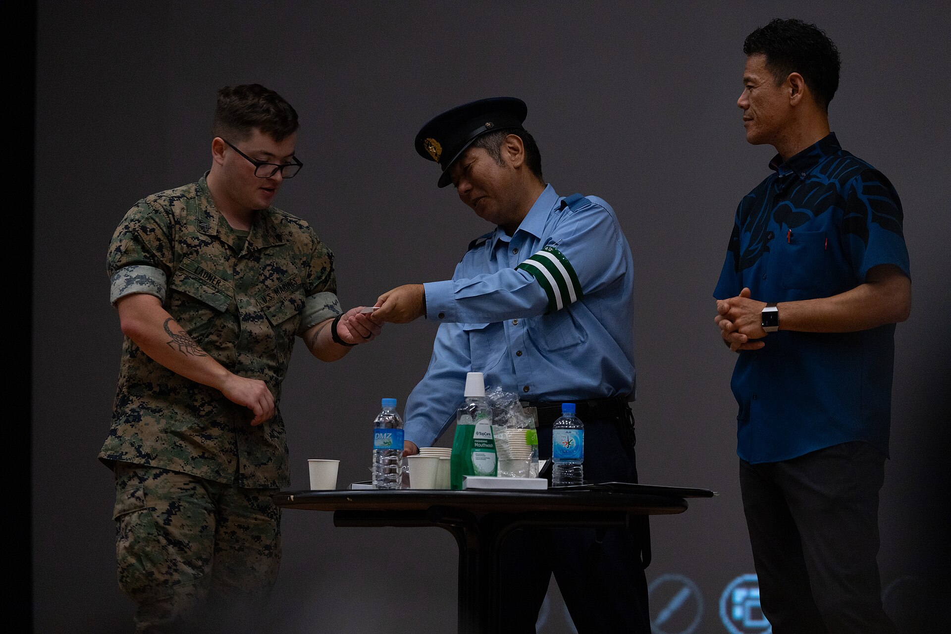 Police officer demonstrating a DUI sobriety test